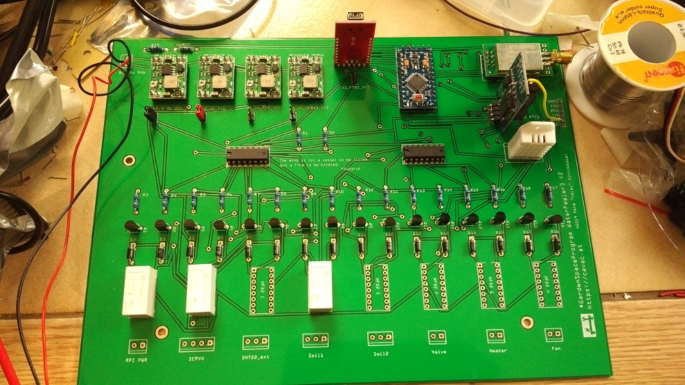 Front side of WaterFeeler3 PCB WaterFeeler3 PCB build front side